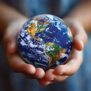 Ręce trzymające planetę Ziemię.