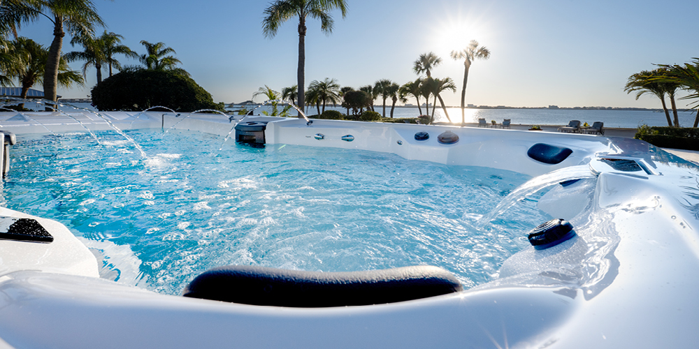 Elementy wodne swim spa kąpielowego.